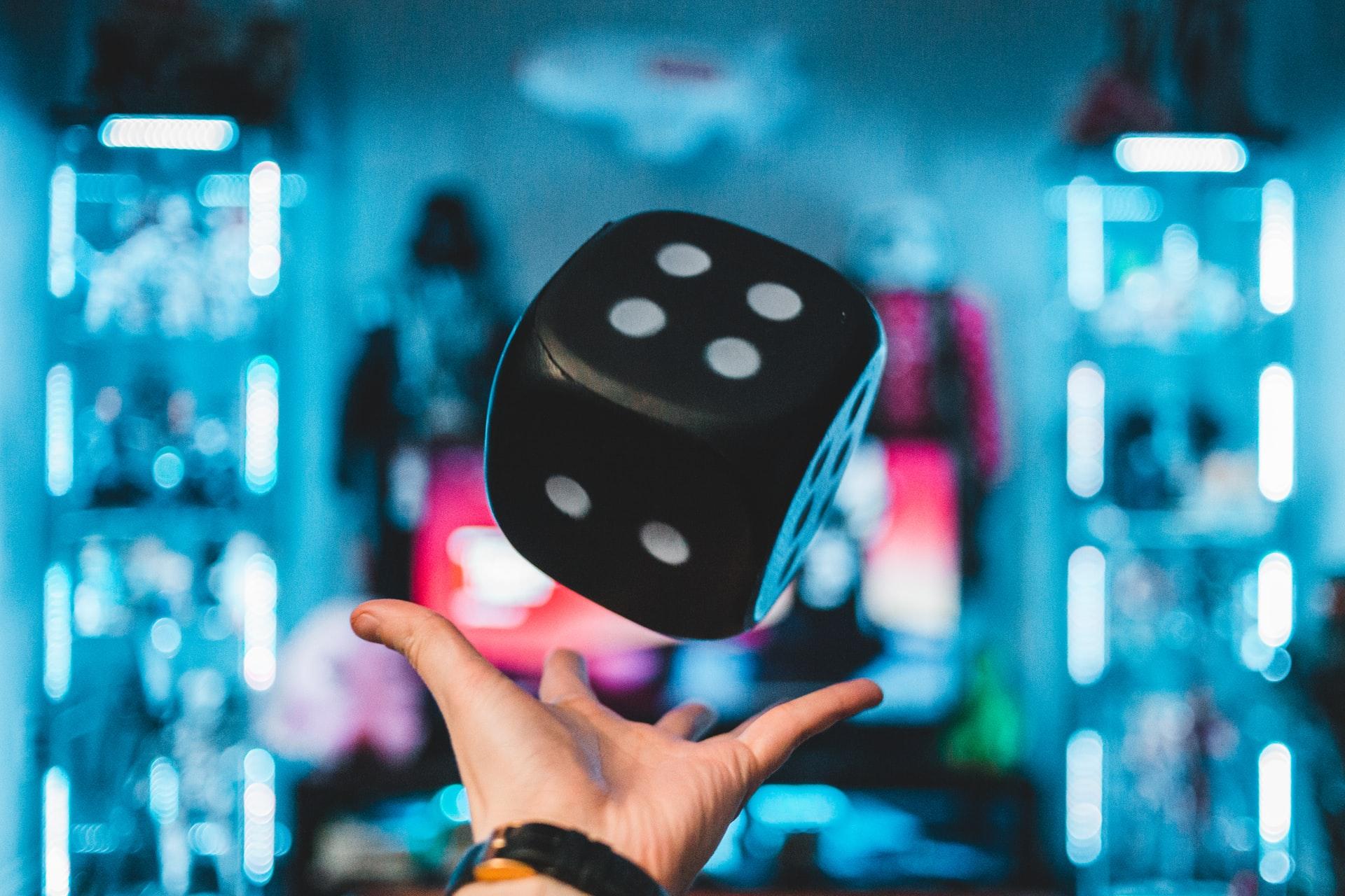 Image of dice in modern room